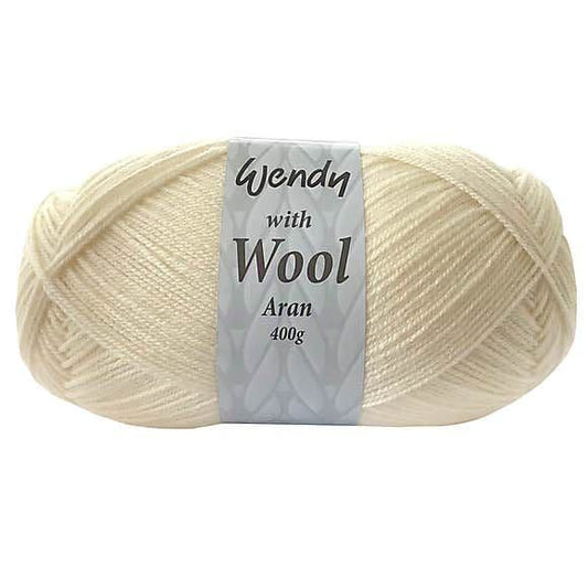 Wendy - Aran with Wool - 400g Ball - 5501 Ecru