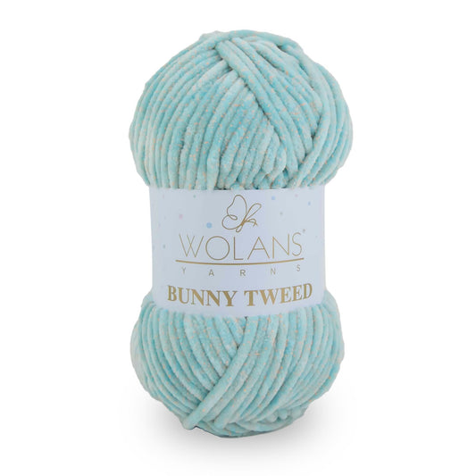 Wolans Bunny Tweed - Chunky Chenille Yarn - Pack of 5 x 100g Balls - Mint Orange