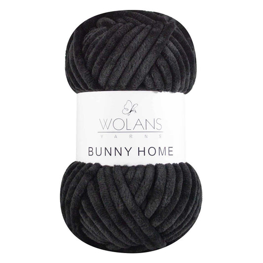 Wolans Bunny Home - Super Chunky Chenille Yarn - Pack of 5 x 200g Balls - Black