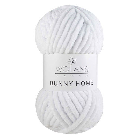 Wolans Bunny Home - Super Chunky Chenille Yarn - Pack of 5 x 200g Balls - White