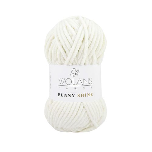 Wolans Bunny Shine - Chunky Glitter Chenille Yarn - Pack of 5 x 100g Balls - Cream