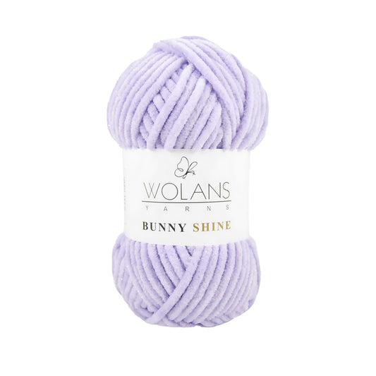 Wolans Bunny Shine - Chunky Glitter Chenille Yarn - Pack of 5 x 100g Balls - Light Purple
