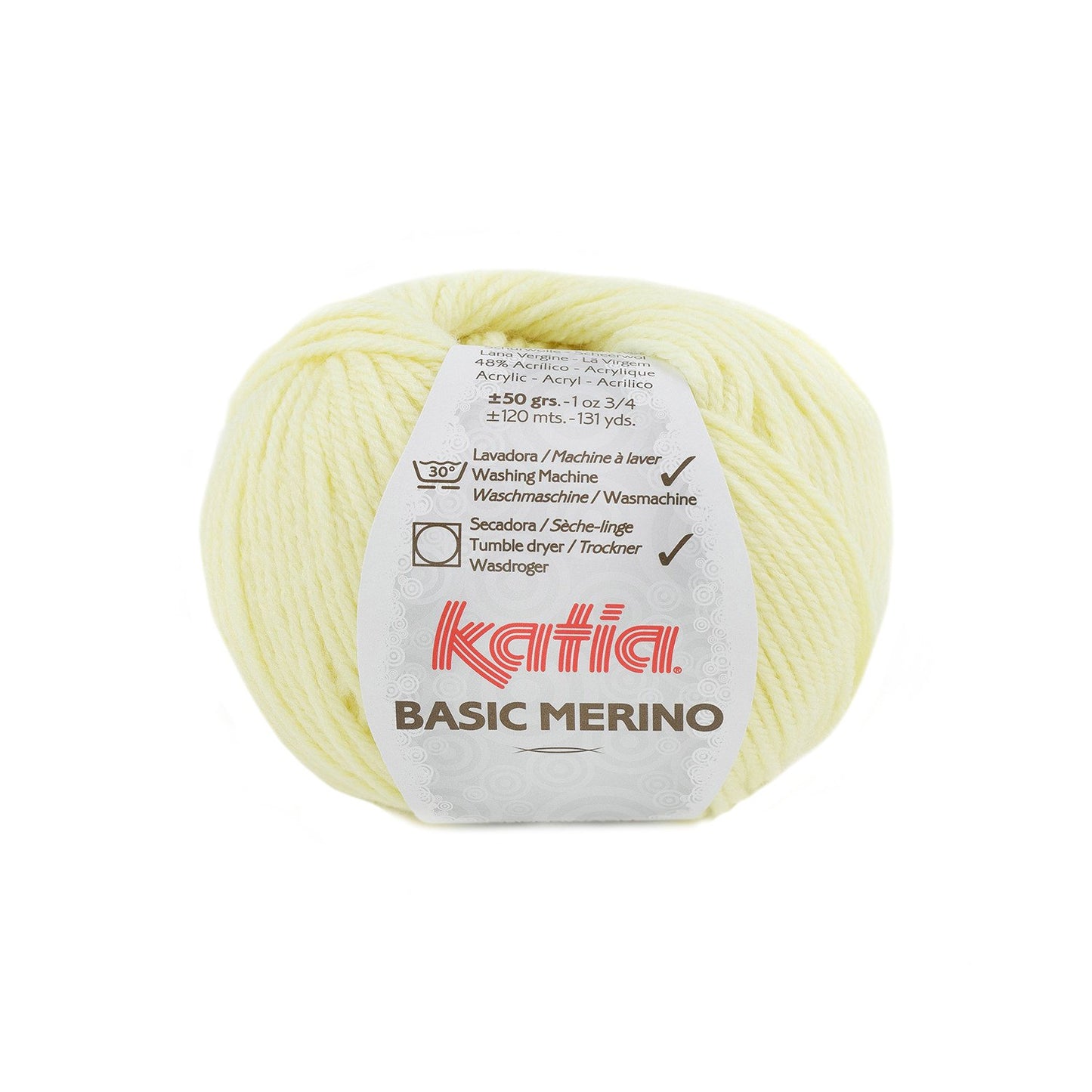 Katia - Basic Merino Wool - Superwash - 50g Ball - 84 Pastel Yellow