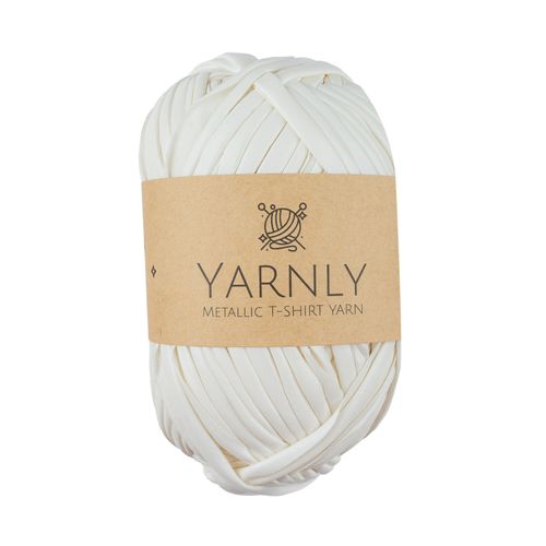 Yarnly - Metallic T-Shirt Yarn - 100g Ball - Metallic White