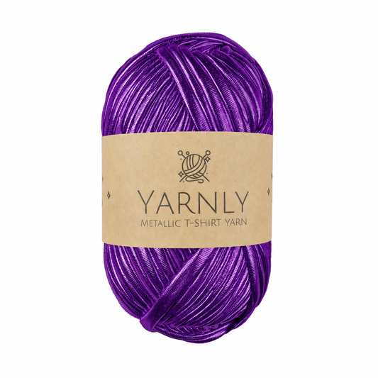 Yarnly - Metallic T-Shirt Yarn - 100g Ball - Metallic Purple