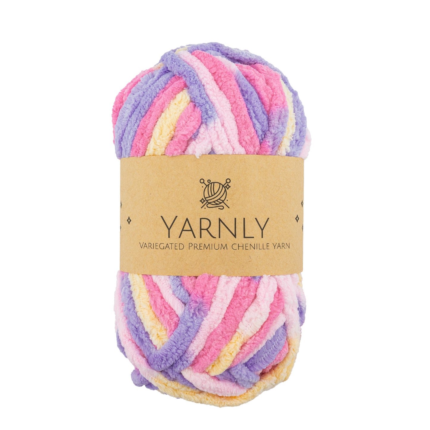 Yarnly - Variegated Chenille Yarn – Lemon, Pink & Lilac 