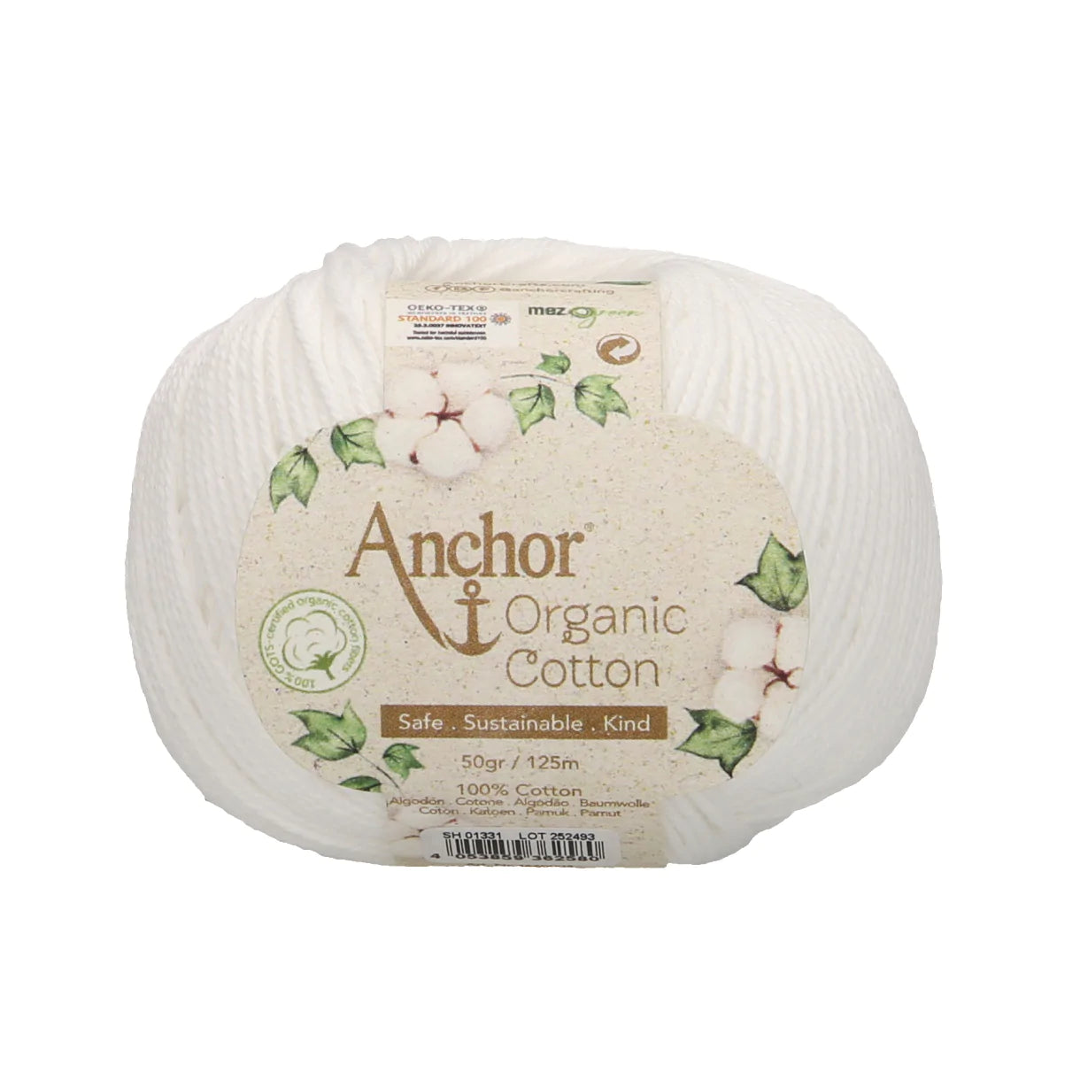 Anchor - Organic Cotton - 50g Ball - Snowy White