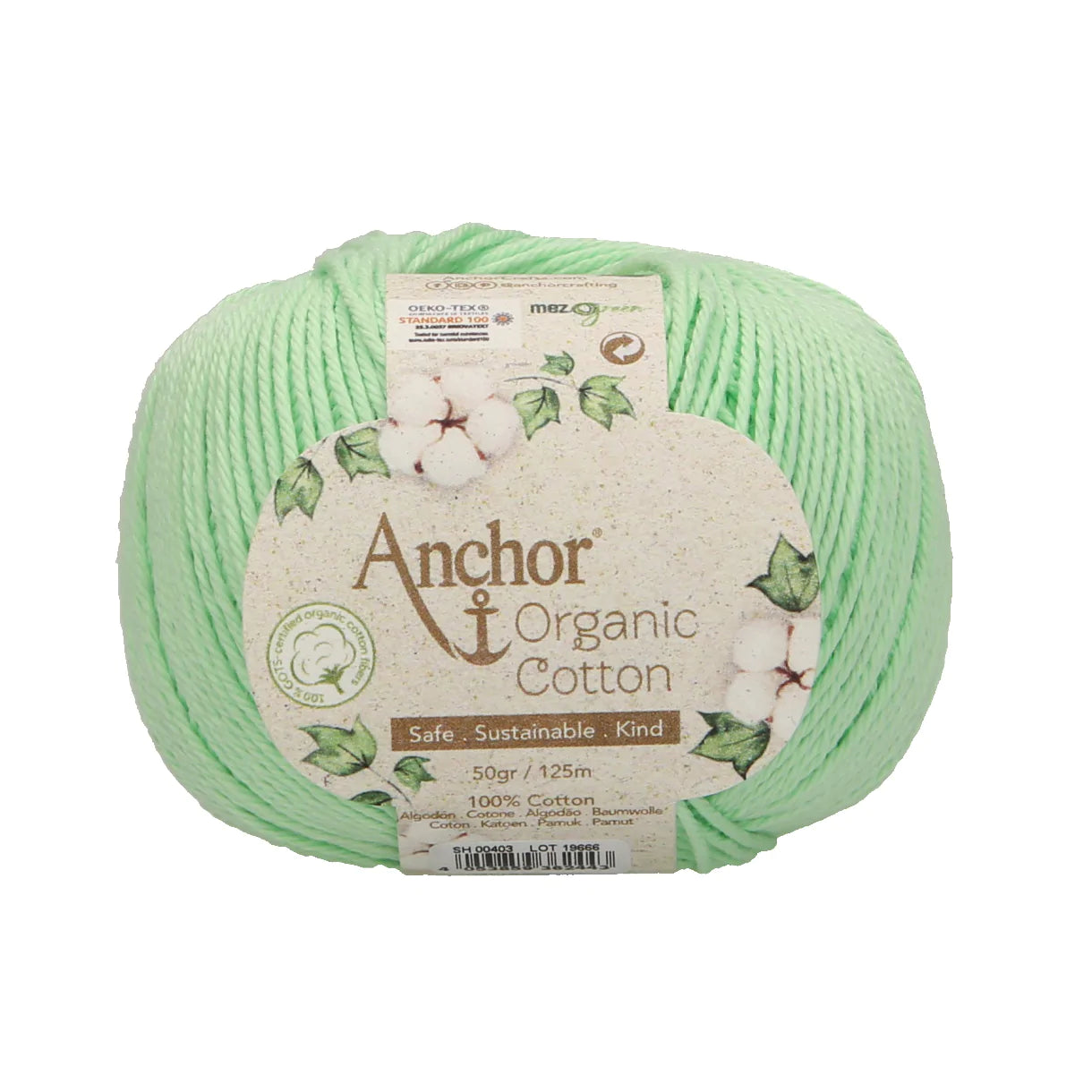 Anchor - Organic Cotton - 50g Ball - Aqua Wave Green