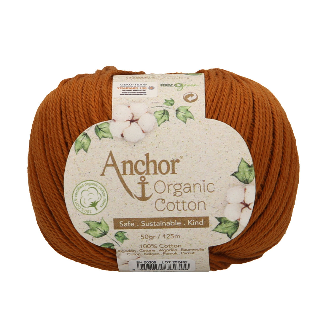Anchor - Organic Cotton - 50g Ball - Caramel Brown