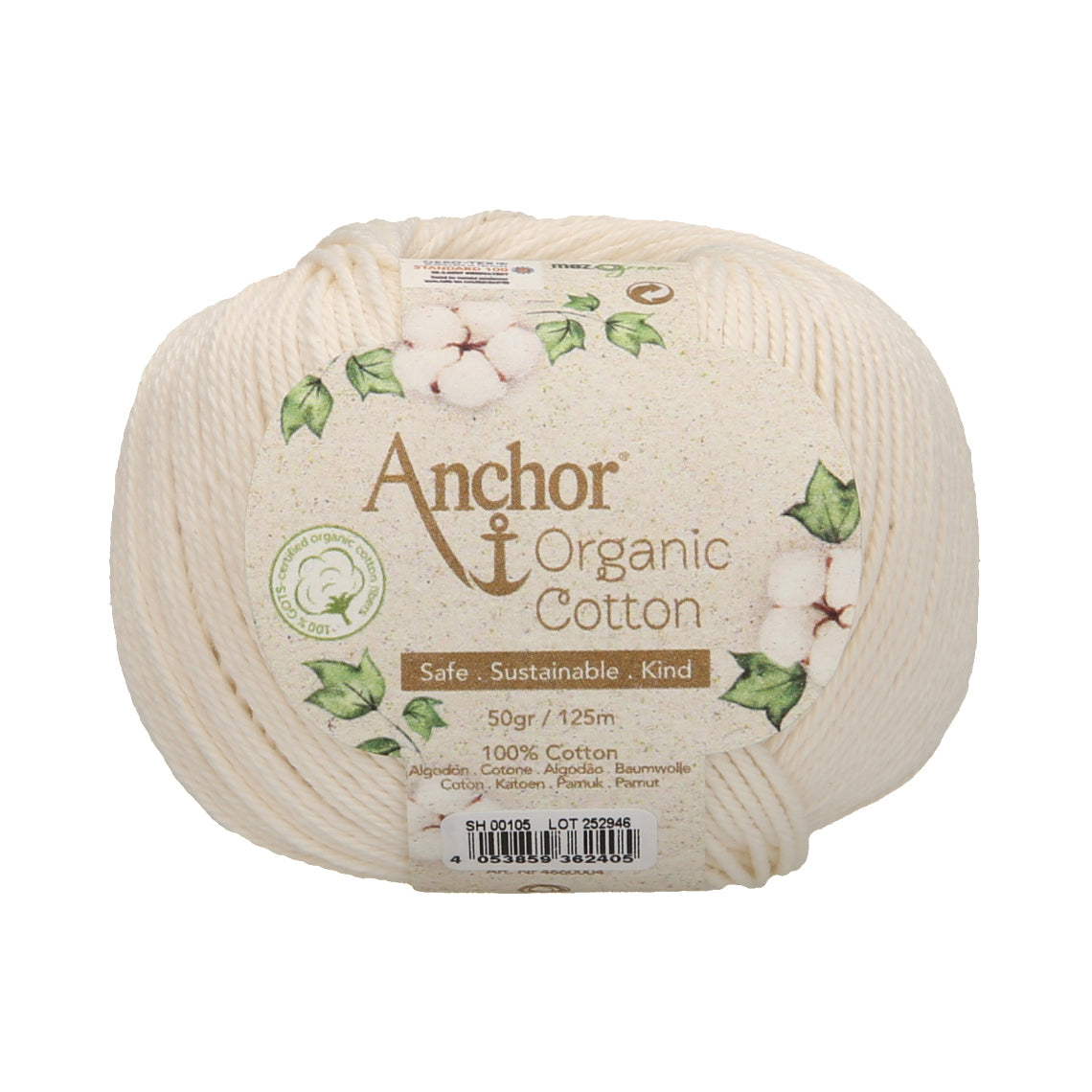 Anchor - Organic Cotton - 50g Ball - Natural