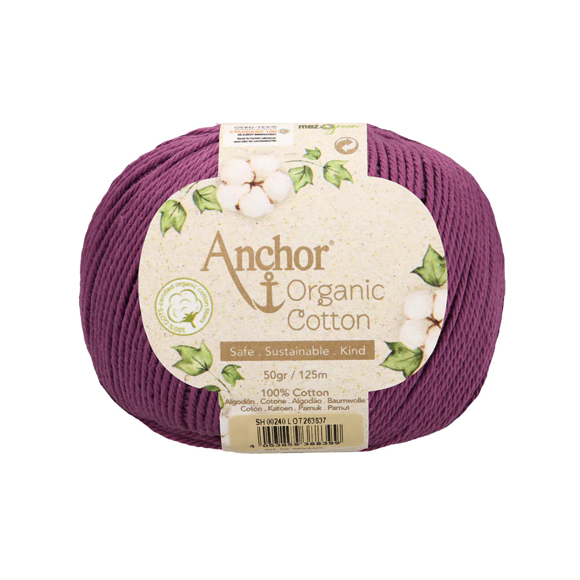 Anchor - Organic Cotton - 50g Ball - Plum Purple