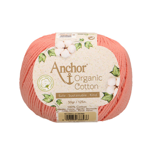 Anchor - Organic Cotton - 50g Ball - Salmon Pink
