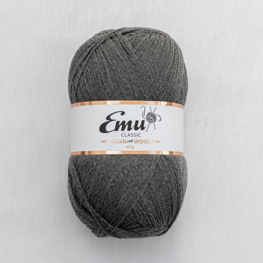 Emu Yarns - Classic Aran with Wool - 400g Ball - Storm Grey