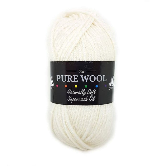 Cygnet Yarns - Pure Wool Superwash DK - 50g Ball - White